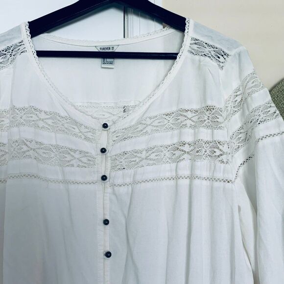 NWOT Forever 21 Boho Festival White Prairie Darling Dress | Size: L - Picture 4 of 12